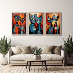 Abstract Art Cat Artwork Modern Contemporary Bold Primary Colours Digital Download Three Images Six Sizes
