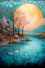 Landscape Contemporary Modern Digital Download Blue Green Teal Palate