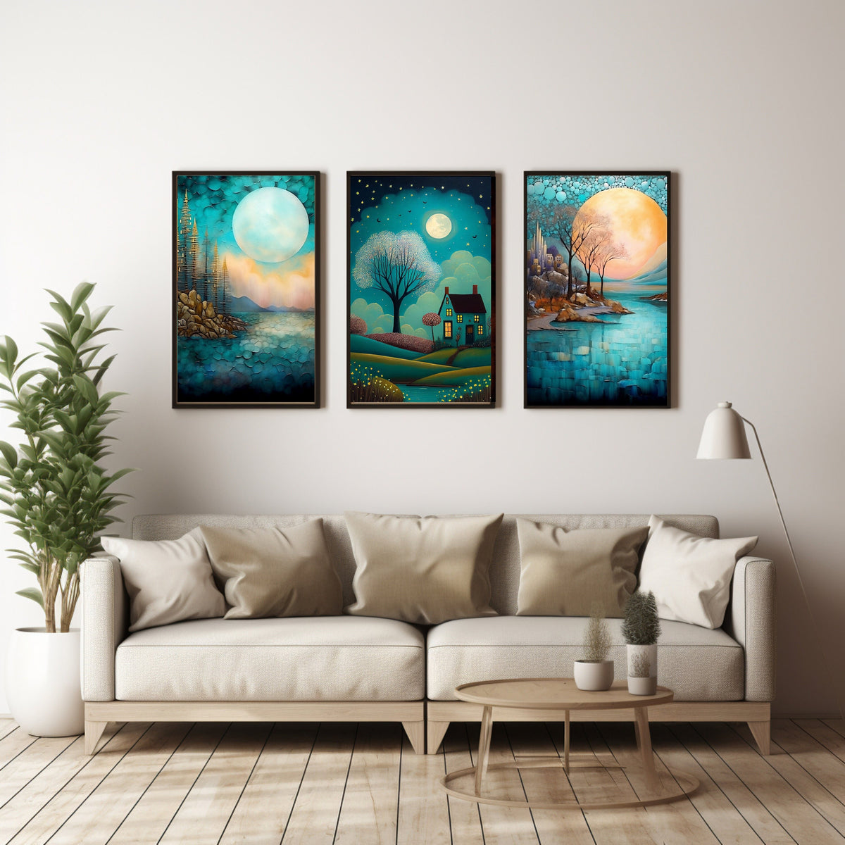 Landscape Contemporary Modern Digital Download Blue Green Teal Palate