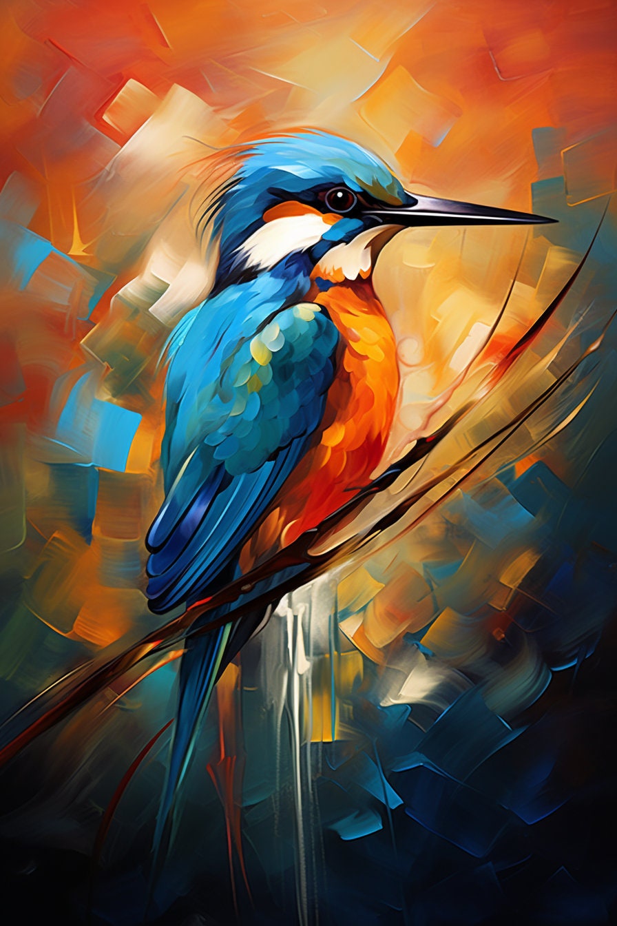 Digital Download Abstract Art Birds Macaw Bird of Paradise Kingfisher