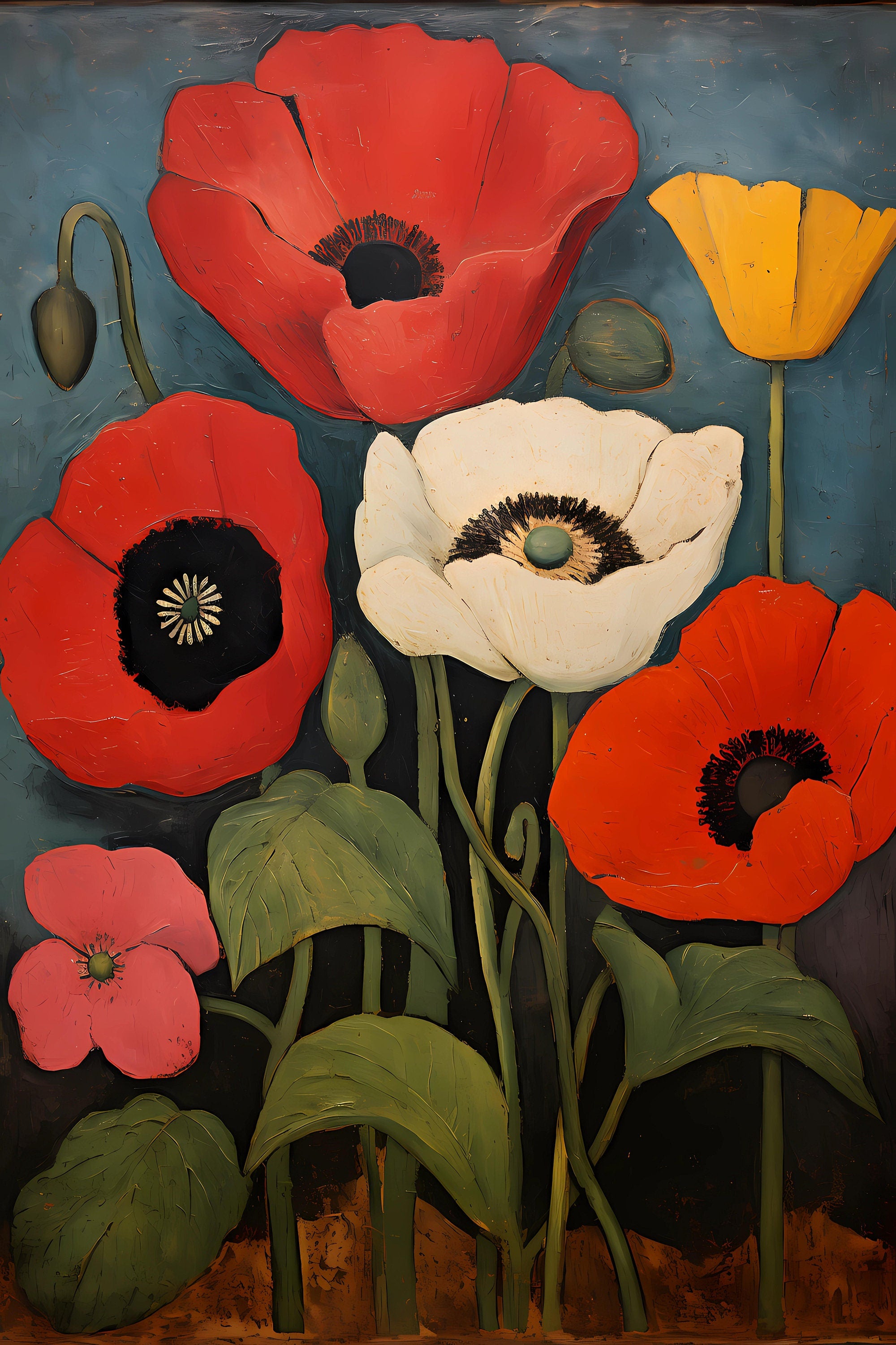 Women With Poppies Portrait Floral Painting