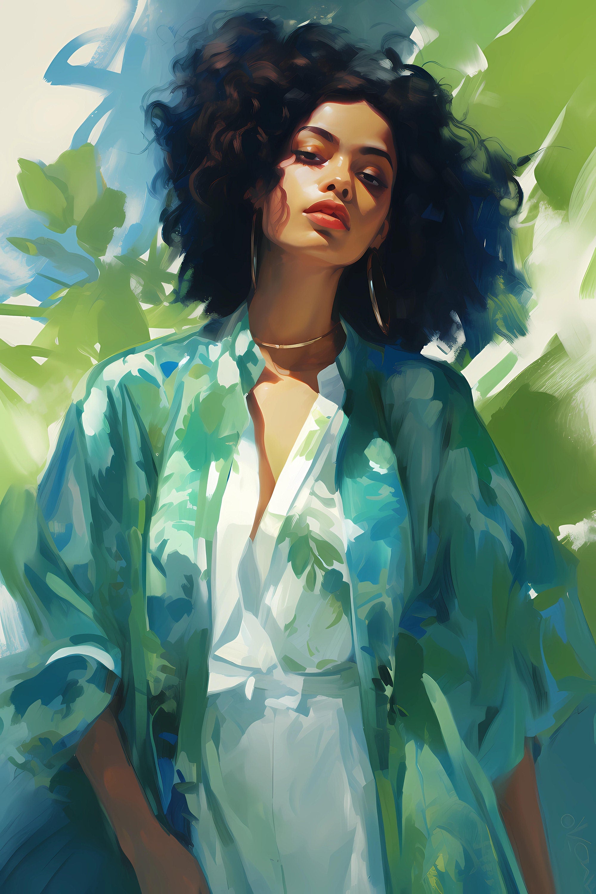 Digital Download Contemporary Artwork Black Female Woman Poster