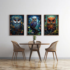 Triptych Digital Download Three Owls Wall Art