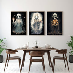 Digital Download Vintage Retro Gothic Ghost Triptych Halloween - Eerie, Haunting, Enchantingly Gothic Wall Art