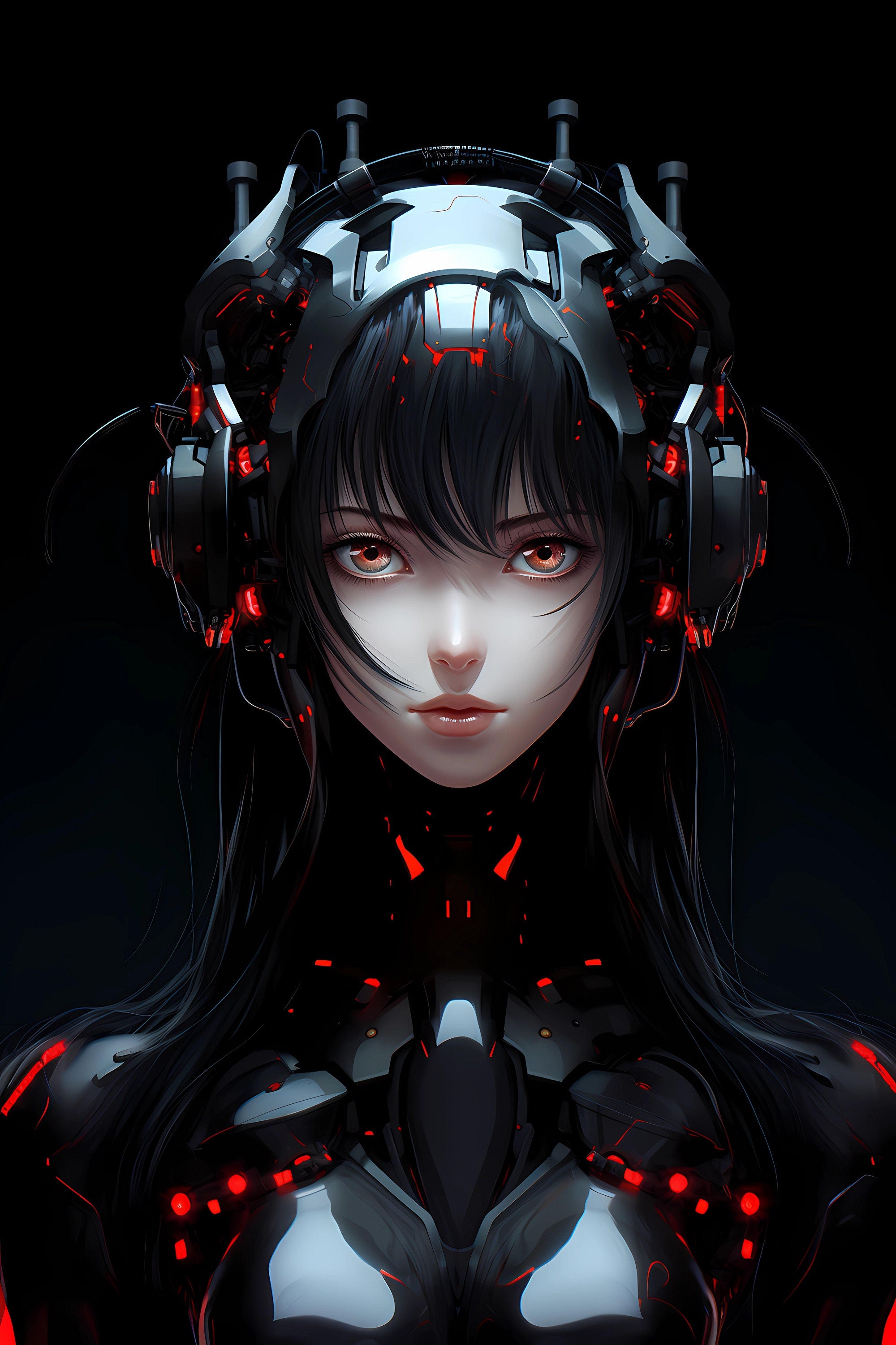Digital Download Triptych of Futuristic Cyborg Females Half Robot Half Human Wall Decor
