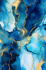 Alcohol Ink Triptych Abstract Art in Blue & Gold Digital Download Modern Wall Decor Instant Download Art Prints Transform Your Space