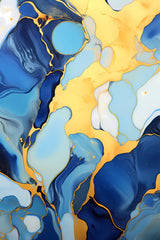 Alcohol Ink Triptych Abstract Art in Blue & Gold Digital Download Modern Wall Decor Instant Download Art Prints Transform Your Space