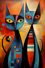 Abstract Art Cat Artwork Modern Contemporary Bold Primary Colours Digital Download Three Images Six Sizes