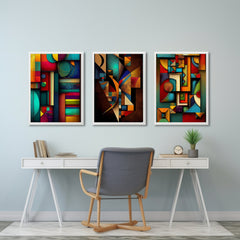 Abstract Art Digital Download Triptych Bold Primary Colours