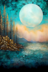Landscape Contemporary Modern Digital Download Blue Green Teal Palate