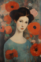 Women With Poppies Portrait Floral Painting