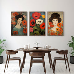 Women With Poppies Portrait Floral Painting