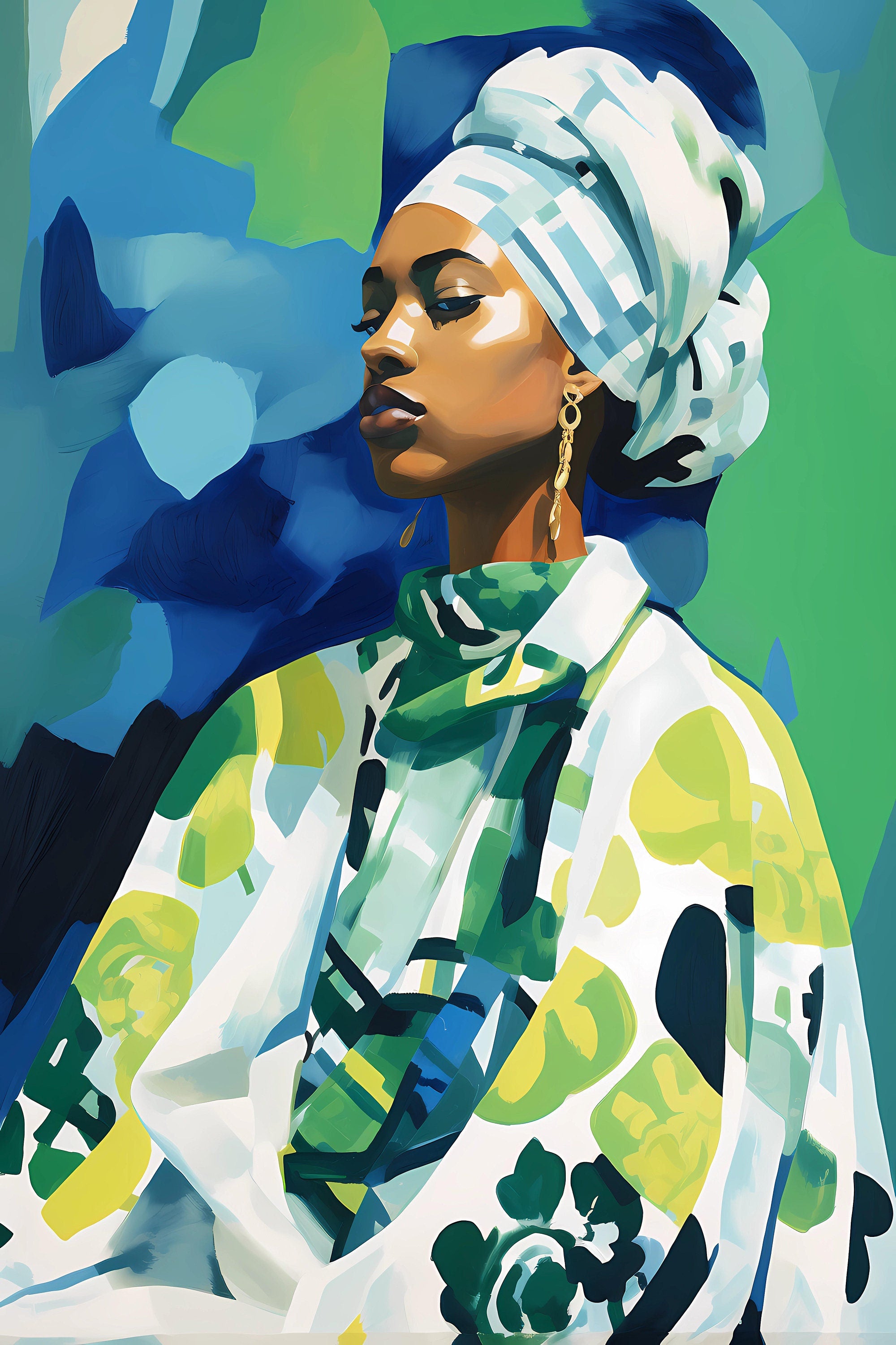Digital Download Contemporary Artwork Black Female Woman Poster