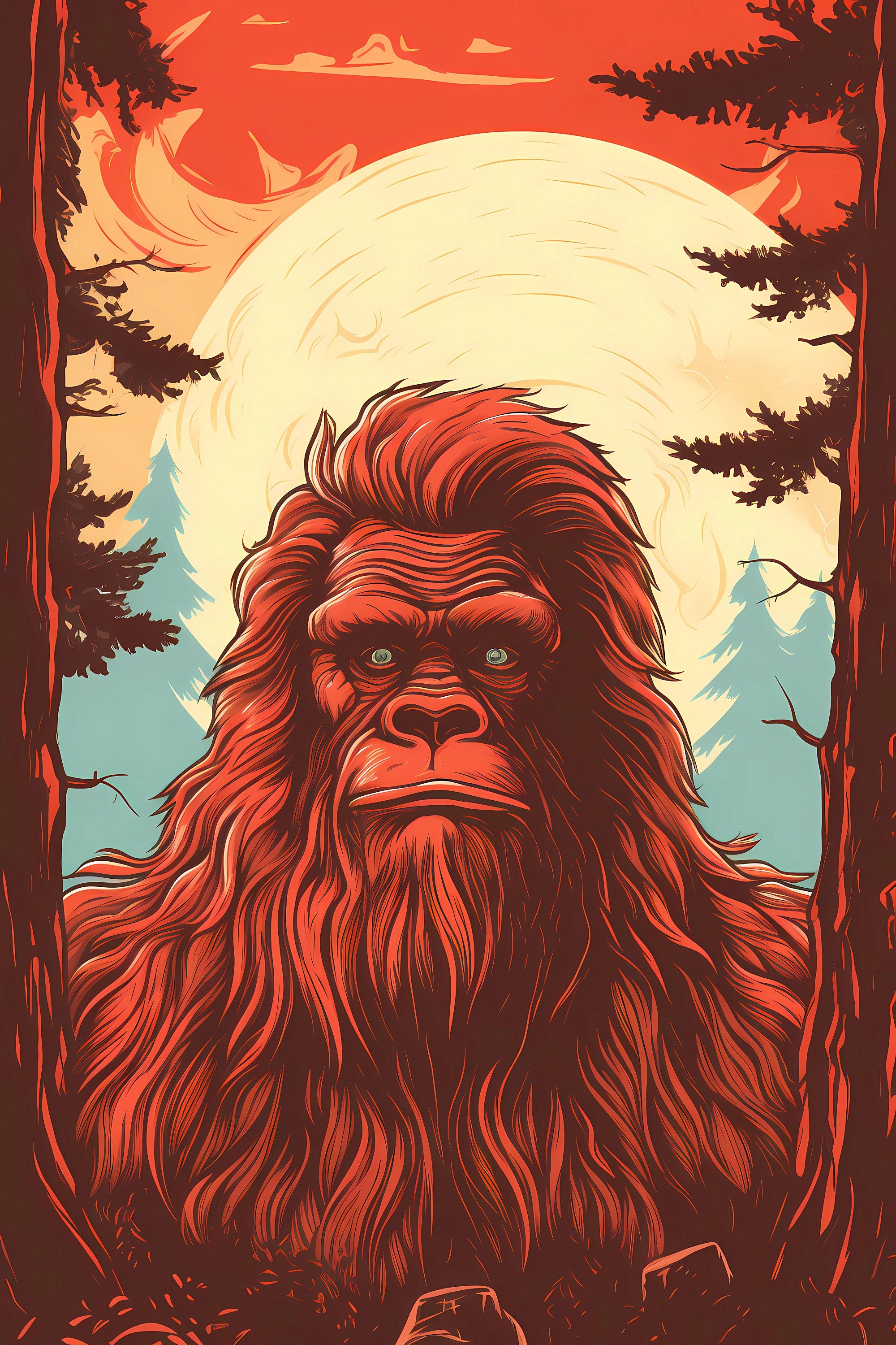Retro UFO and Sasquatch 1950s Comic Art Alien Encounters Vintage Sci-Fi Space Humour Affordable Digital Download Wall Art