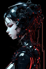 Digital Download Triptych of Futuristic Cyborg Females Half Robot Half Human Wall Decor