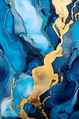 Alcohol Ink Triptych Abstract Art in Blue & Gold Digital Download Modern Wall Decor Instant Download Art Prints Transform Your Space