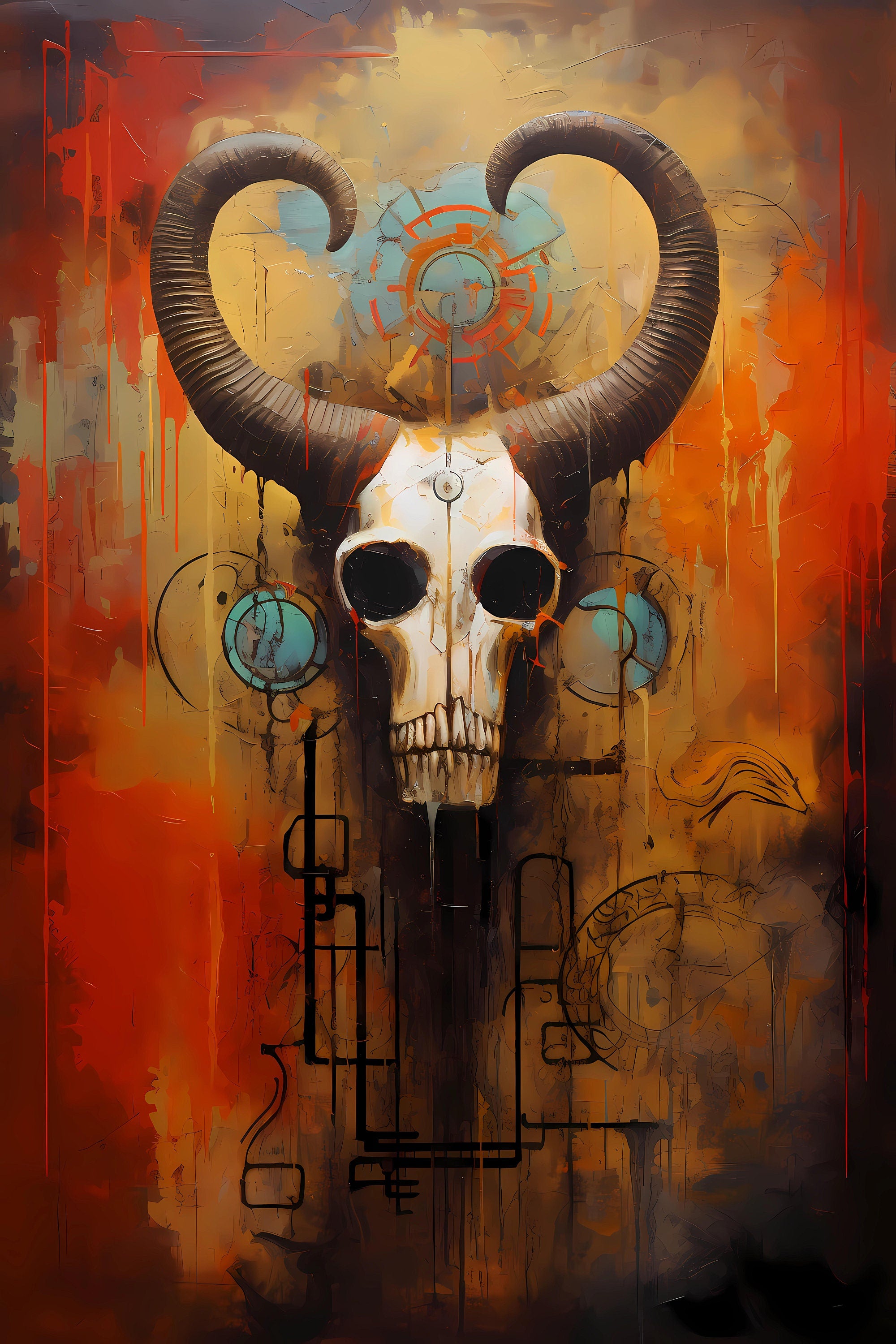 Digital Download Egyptian Gods Triptych Nefertiti, Anubis, Khnum Modern Contemporary Expressionism Wall Art