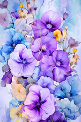 Instant Digital Download Affordable Artwork Botanical Floral Summer Watercolour Artwork Blue Purple Yellow Spring Wall Home Decor Vibrant