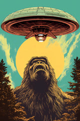 Retro UFO and Sasquatch 1950s Comic Art Alien Encounters Vintage Sci-Fi Space Humour Affordable Digital Download Wall Art