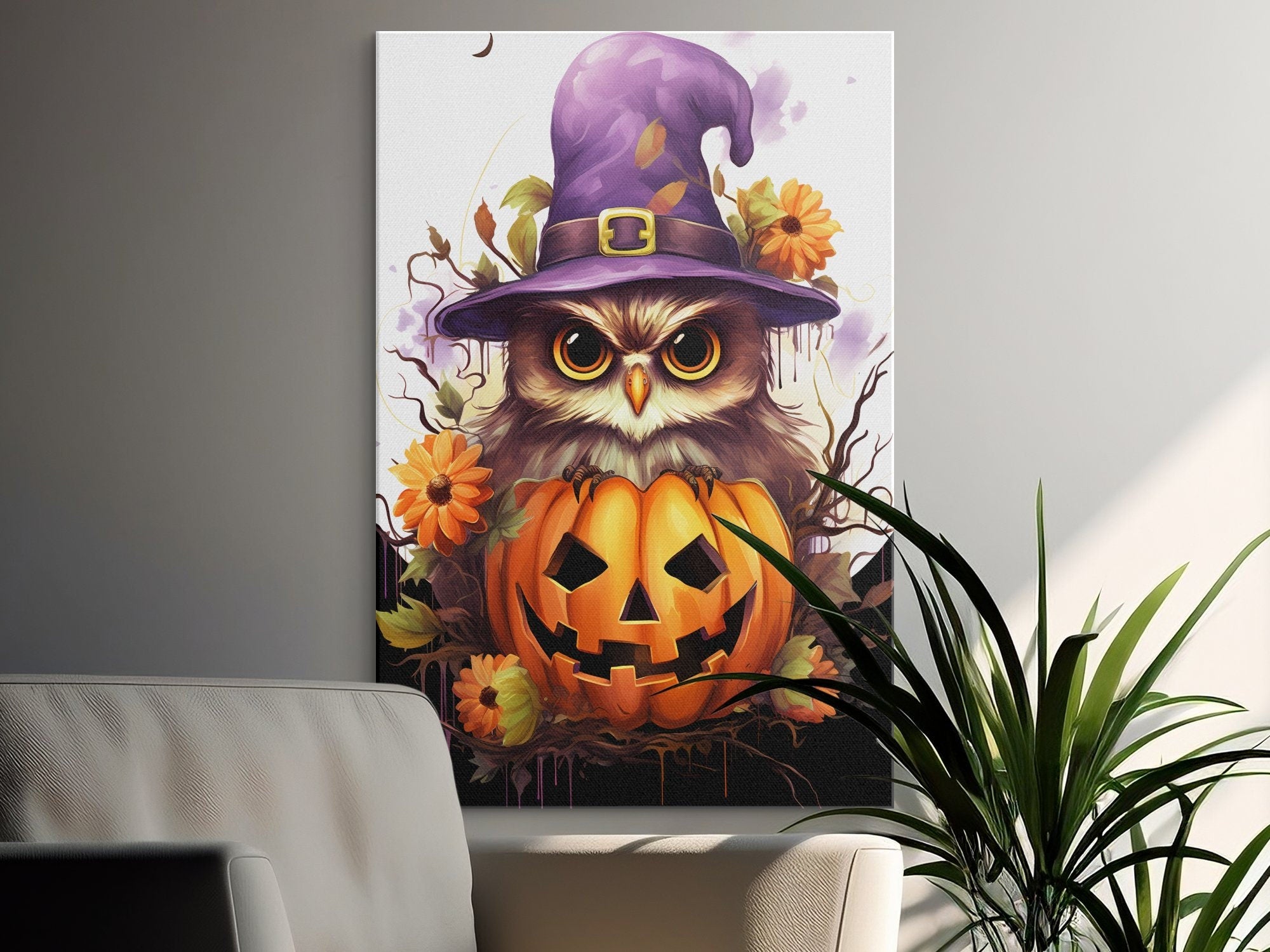 Halloween Owl Pumpkin Witch Hat Digital Download Instant Affordable Printable Halloween Themed Wall Art Home Decor 1507824
