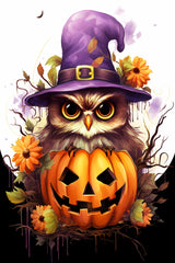 Halloween Owl Pumpkin Witch Hat Digital Download Instant Affordable Printable Halloween Themed Wall Art Home Decor 1507824