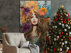 Digital Download Printable Affordable Wall Artwork Beautiful Female Woman with Exotic Floral Botanical Prints Modern Art Boho Wall Decor 5