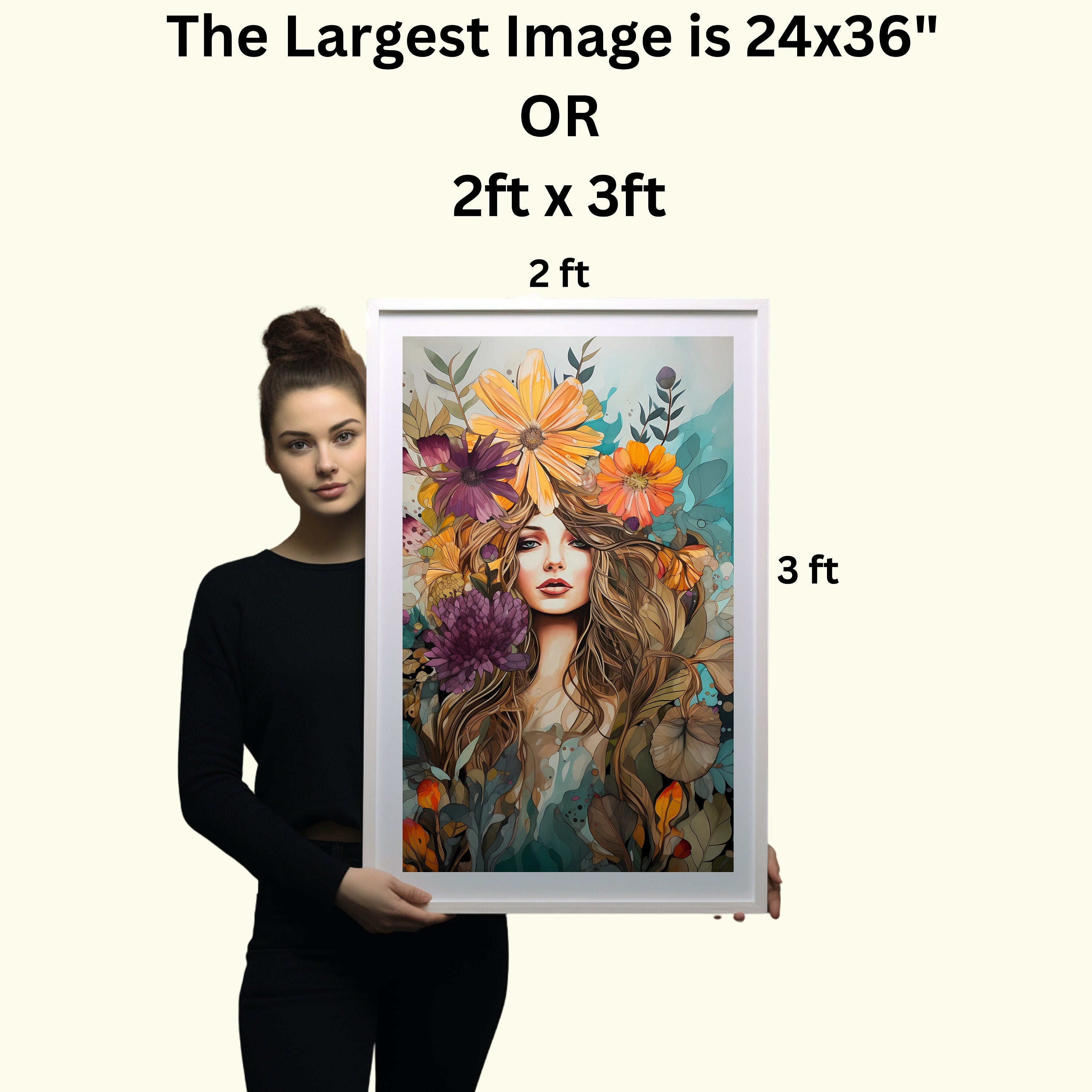 Digital Download Printable Affordable Wall Artwork Beautiful Female Woman with Exotic Floral Botanical Prints Modern Art Boho Wall Decor 5