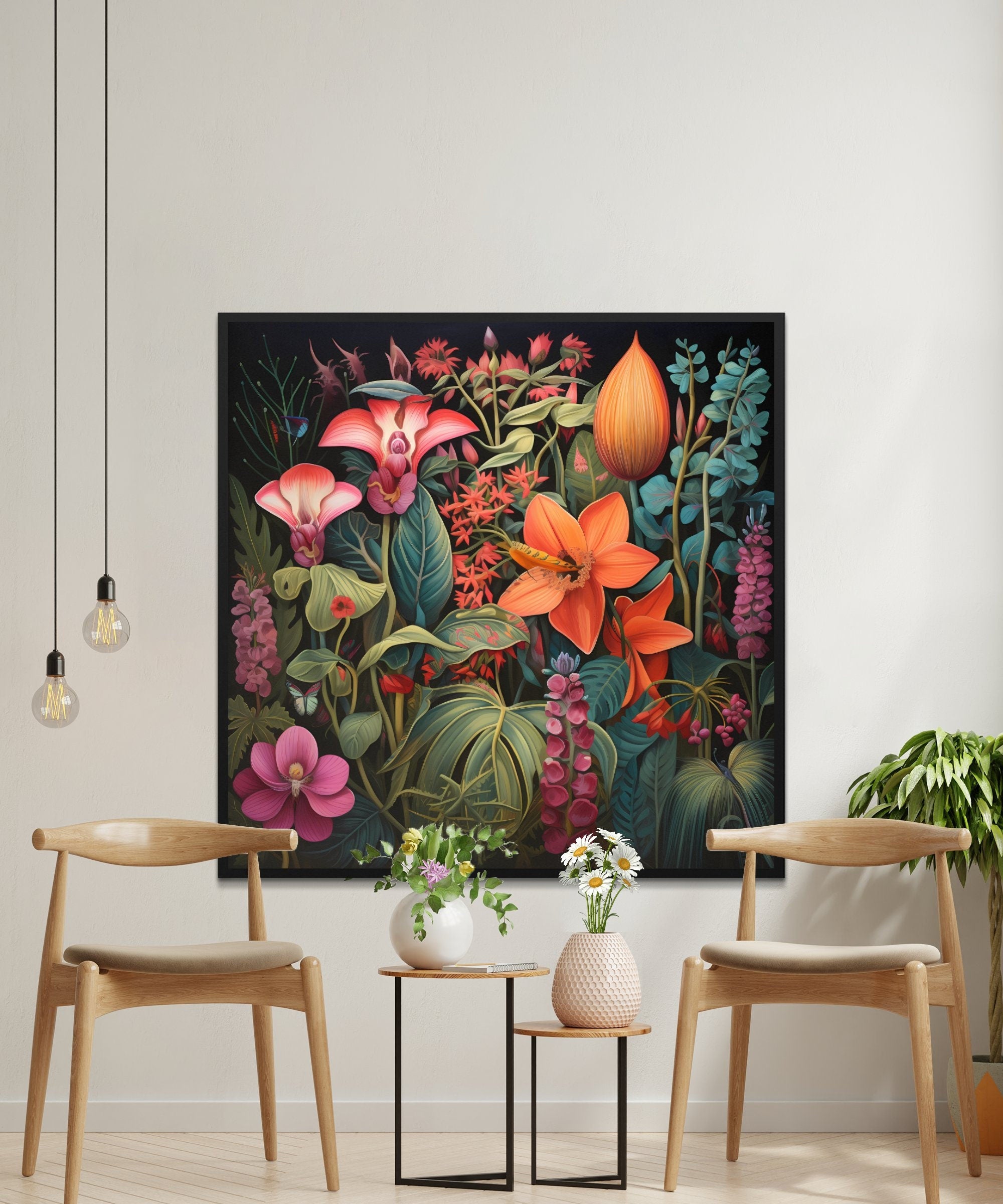 Digital Download Printable Affordable Wall Artwork Beautiful Female Woman with Exotic Floral Botanical Prints Modern Art Boho Wall Decor