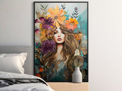 Digital Download Printable Affordable Wall Artwork Beautiful Female Woman with Exotic Floral Botanical Prints Modern Art Boho Wall Decor 5