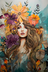 Digital Download Printable Affordable Wall Artwork Beautiful Female Woman with Exotic Floral Botanical Prints Modern Art Boho Wall Decor 5