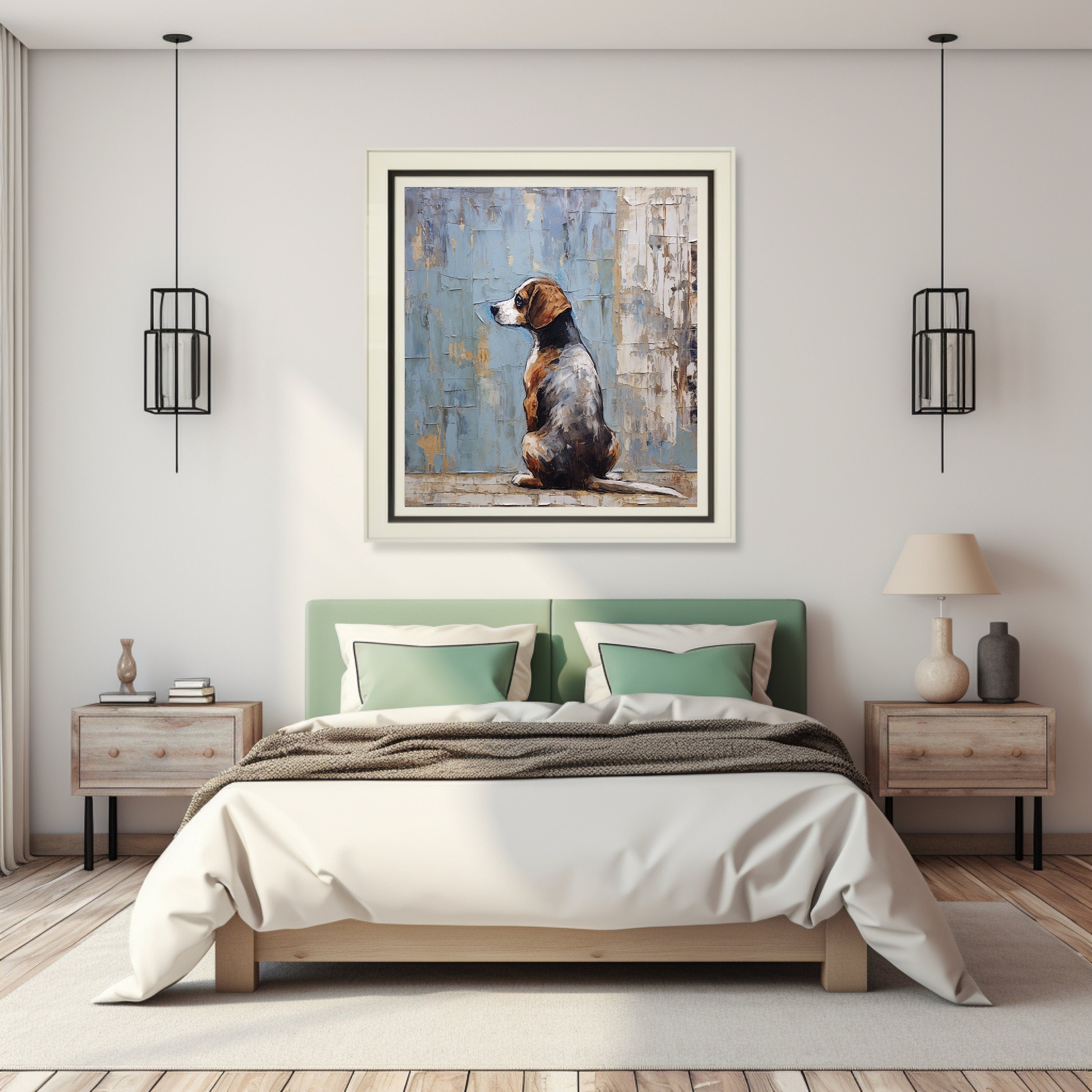 Digital Download Printable Affordable Wall Artwork Beagle Dog Lover Pet Owner Oil Painting Impasto Wall Decor