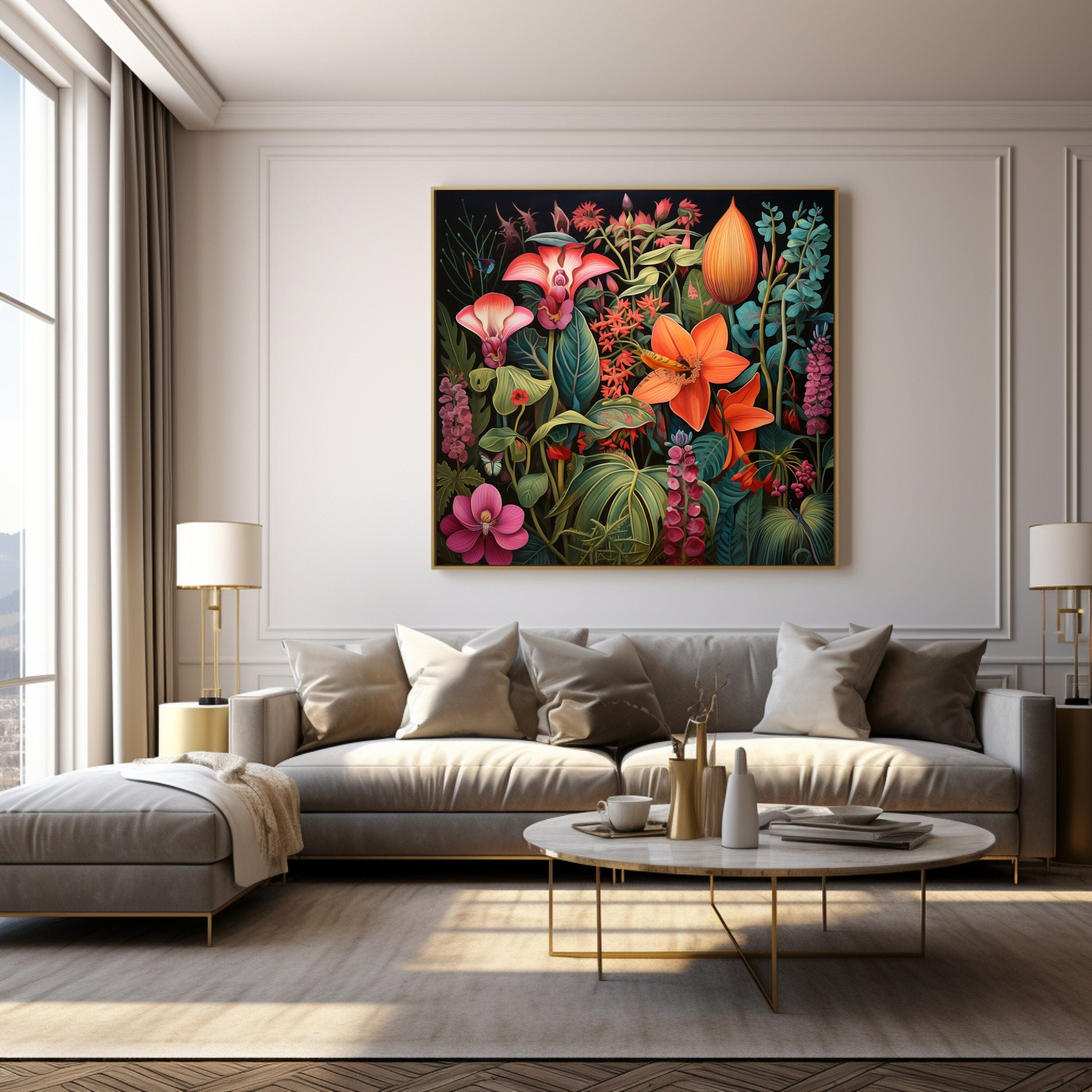 Digital Download Printable Affordable Wall Artwork Beautiful Female Woman with Exotic Floral Botanical Prints Modern Art Boho Wall Decor