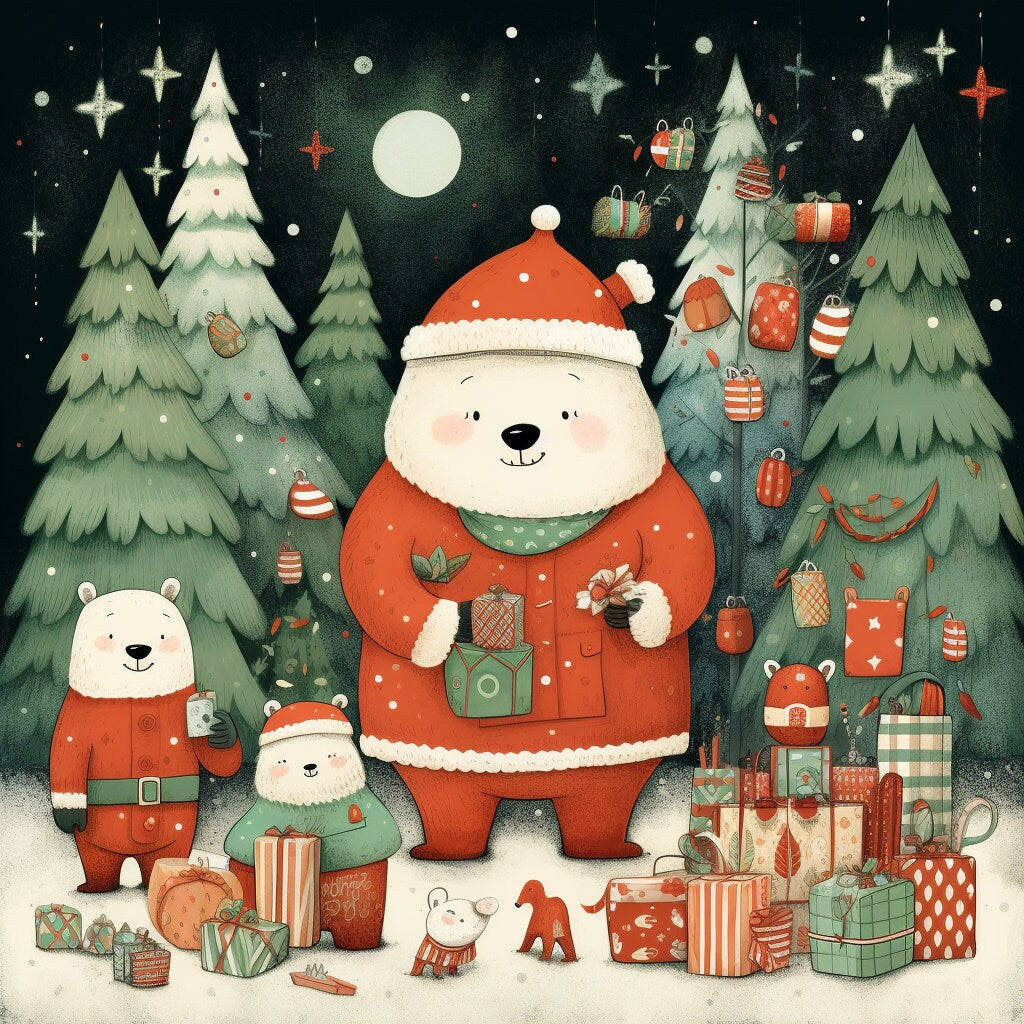 Kids Wall Art Christmas Theme Bundle Of Eight Digital Download Printable Illustration Style Fantasy Whimsical Affordable Art For Children