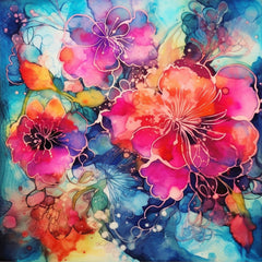 Digital Download Printable Affordable Wall Artwork Beautiful Fantasy Floral Watercolour Alcohol Ink Botanical Prints Modern Boho Wall Decor