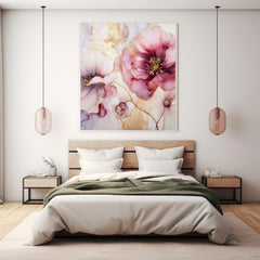 Instant Printable Download Affordable Wall Decor SIX Pink Alcohol Ink Gold Artwork Home Decor Pastel Floral Art