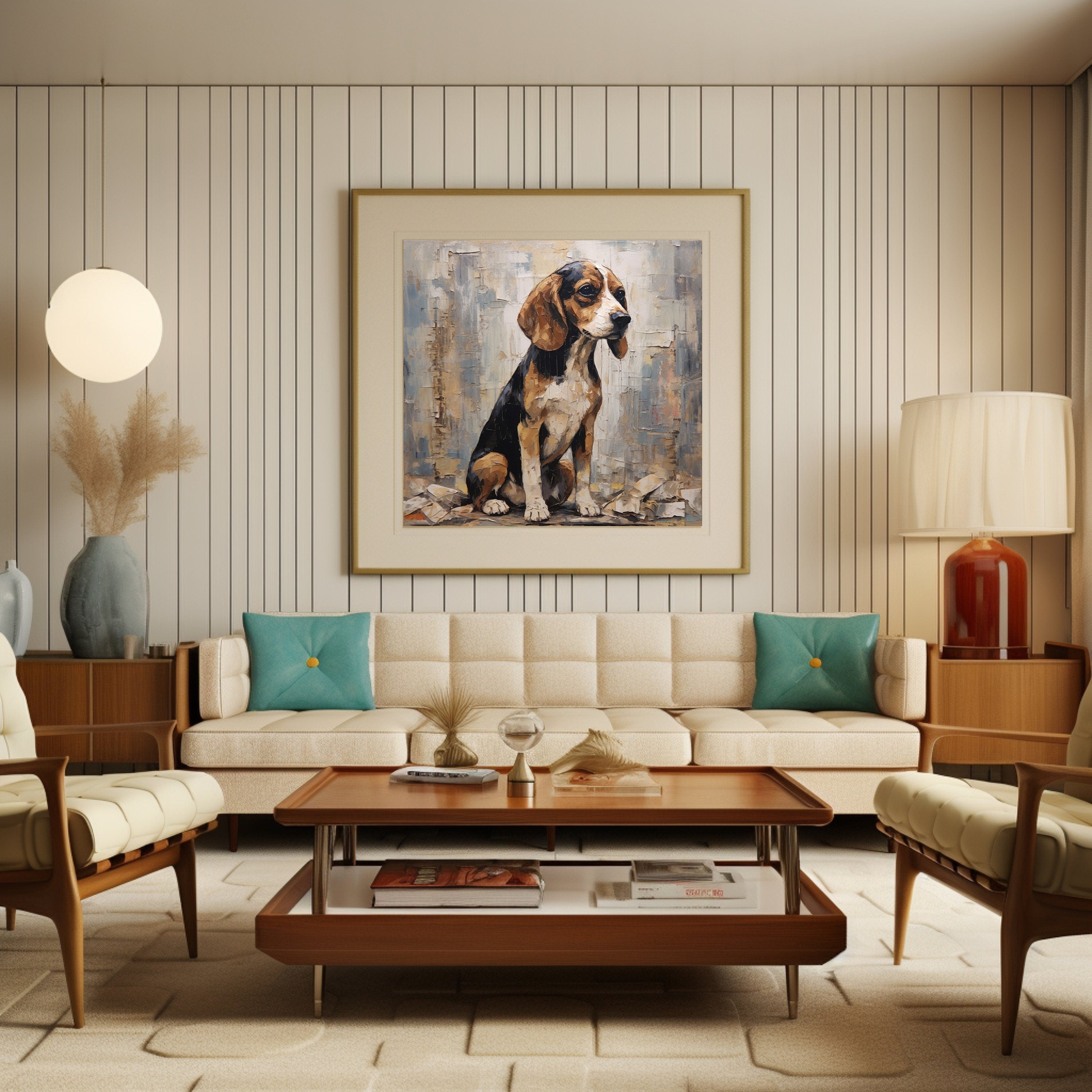 Digital Download Printable Affordable Wall Artwork Beagle Dog Lover Pet Owner Oil Painting Impasto Wall Decor