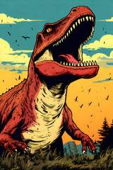 Digital Printable Digital Download Affordable Artwork Retro Vintage Dinosaur Lover Art Bundle of Five Jurassic Posters