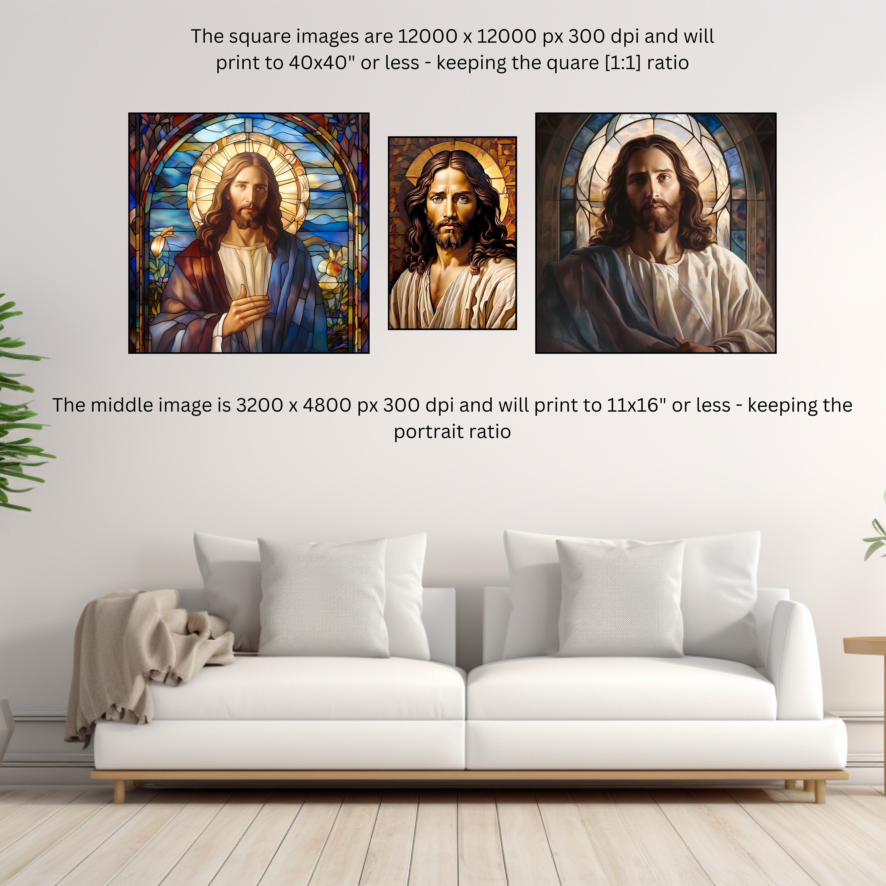 Instant Printable Digital Download Art Three Portraits Of Jesus Christ Saviour Son Of God Christian Religious Christmas Wall Decor Artwork