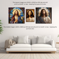 Instant Printable Digital Download Art Three Portraits Of Jesus Christ Saviour Son Of God Christian Religious Christmas Wall Decor Artwork