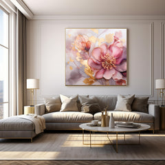 Instant Printable Download Affordable Wall Decor SIX Pink Alcohol Ink Gold Artwork Home Decor Pastel Floral Art