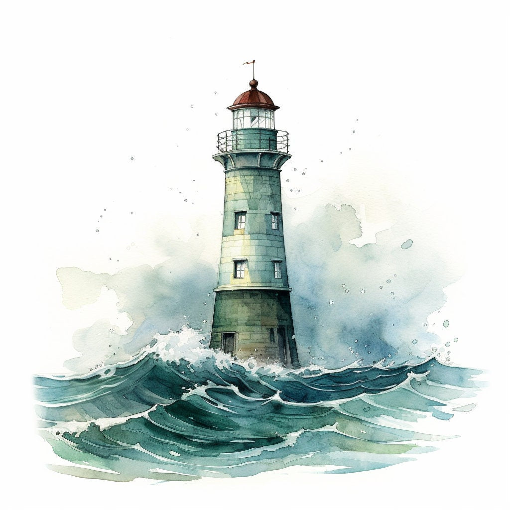 Instant Printable Digital Download Affordable Wall Decor FOUR Watercolour Lighthouse Images Gift For Him Living Room Dining Room Bedroom