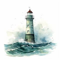 Instant Printable Digital Download Affordable Wall Decor FOUR Watercolour Lighthouse Images Gift For Him Living Room Dining Room Bedroom