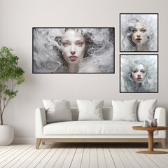 Instant Printable Digital Download Affordable Wall Home Decor Portrait Of A Woman Set Of Three Chic Modern Female Girl Face Painting Poster
