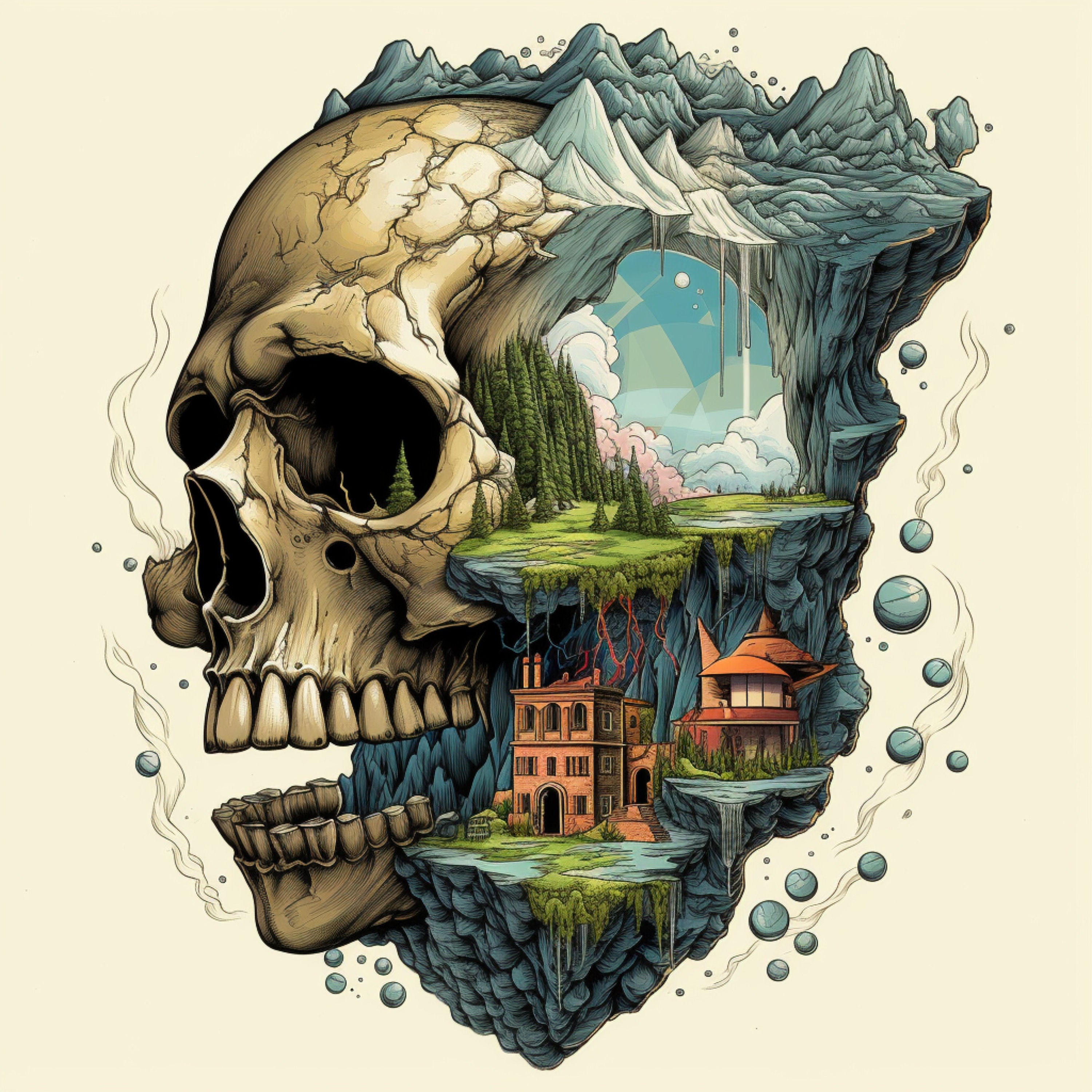 TEN Skull Urban Landscape Unique Artwork Wall Decor Instant Digital Download Printable Affordable Art Prints Gothic
