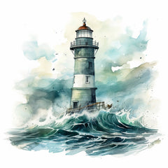 Instant Printable Digital Download Affordable Wall Decor FOUR Watercolour Lighthouse Images Gift For Him Living Room Dining Room Bedroom