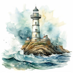 Instant Printable Digital Download Affordable Wall Decor FOUR Watercolour Lighthouse Images Gift For Him Living Room Dining Room Bedroom