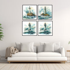 Instant Printable Digital Download Affordable Wall Decor FOUR Watercolour Lighthouse Images Gift For Him Living Room Dining Room Bedroom