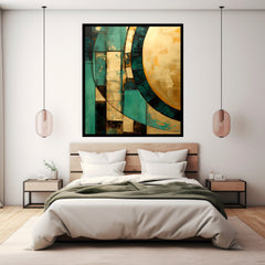 SEVEN Green And Gold Leaf Abstract Artwork Wall Decor Images Printable Digital Download Affordable Art For Bedroom, Dining Room, Living Room