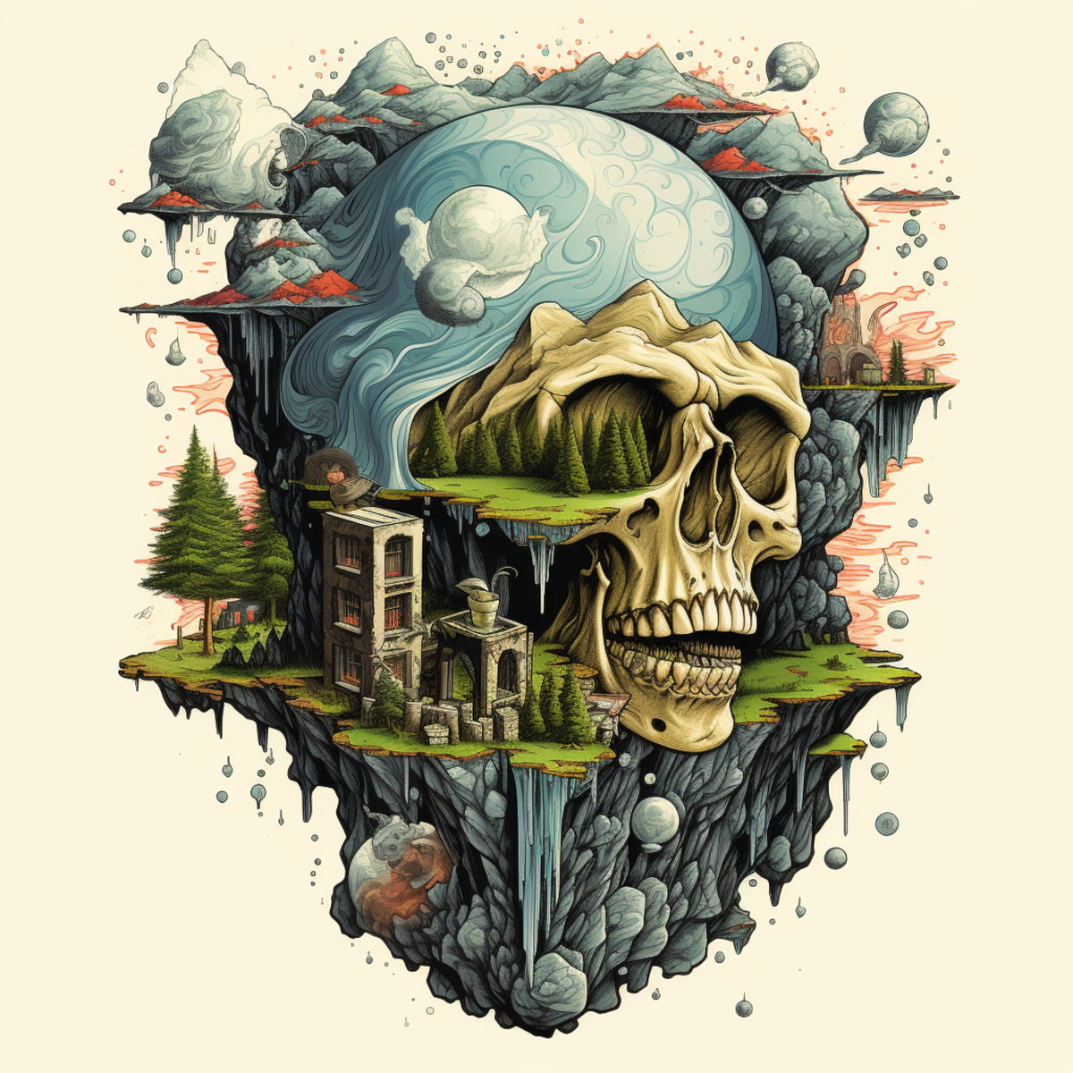 TEN Skull Urban Landscape Unique Artwork Wall Decor Instant Digital Download Printable Affordable Art Prints Gothic