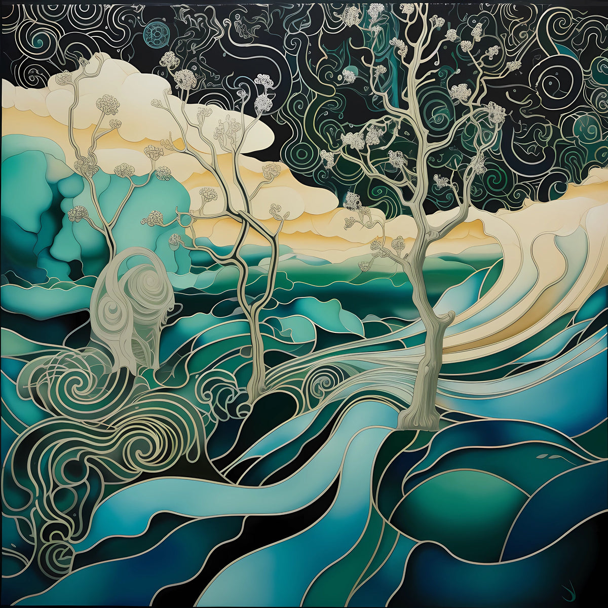 EIGHT Abstract Landscapes Teal and Champagne Wall Decor Instant Digital Download Affordable Printable Wall Artwork Large Home Art